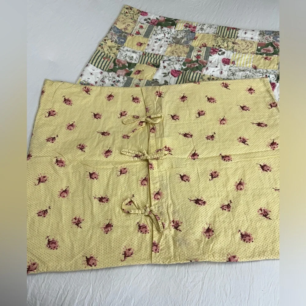Set Of 2 Vintage French Quilted Cotton Shabby Chic Standard Pillow Sham Lovely